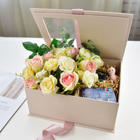 Caja de flores de lujo de nuevo diseño para ramos Caja de embalaje de regalo rígida magnética de cartón Premium con ventana reciclable