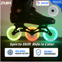 Roues de patins en ligne 72/76/80/110mm 85A en PU breveté IC à changement de couleur, lumineuses arc-en-ciel pour patinage nocturne, vente en gros d'usine