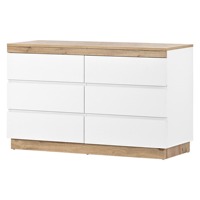 Commode en bois pleine largeur avec tiroirs à glissières fluides et plateau couleur naturelle
