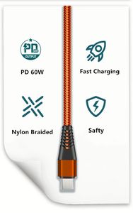 Wholesale Nylon Braided USB <b>Cable</b> with Charging Light Type-C/ Micro QC4.0 Fast 60W C to C Data <b>Cable</b> 1m For Phone 15 16 Pro Max - Product Image 3