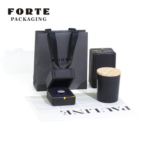 FORTE Genuine Leather <b>Black</b> Fashion Ring Jewelry <b>Box</b> Leather Jewellery <b>Box</b> - Product Image 2