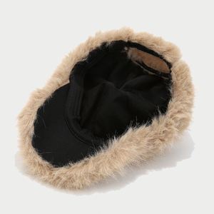 Winter Solid Color Thickened Warm Faux Terry 6-Panel Adjustable Cold-proof Ladies Women Plush Fashion <b>Baseball</b> <b>Cap</b> - Product Image 3
