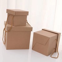 Boîte d'emballage carrée personnalisable pour thé et en-cas, en papier kraft épais, avec corde, idéale pour les cadeaux d'anniversaire