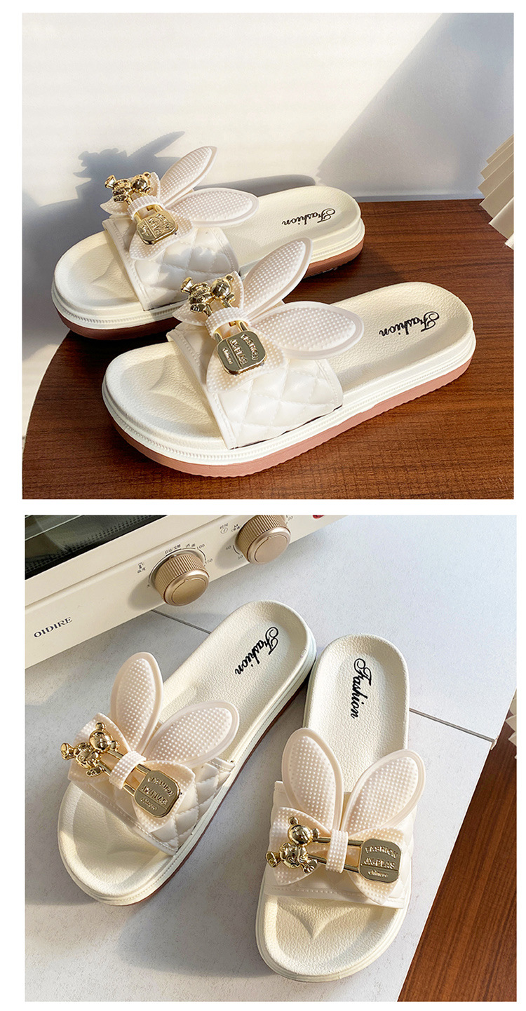Rabbit Slippers Female Fashion Flat Thick Sole Anti-slip Sandals Women Casual Shoes