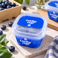 Contenant à fruits personnalisé avec logo, 60g 100g, en PP transparent, recyclable, de qualité alimentaire, imprimable, avec ventilation, pour myrtilles