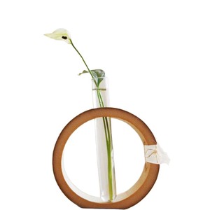 Bamboo <b>Mini</b> <b>Vase</b> Round Natural Wood Color 17x13x5.5cm For Zen Tea Ceremony Decorative Flower Arrangement Hydroponics - Product Image 2