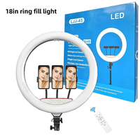 Vente Chaude d'Usine Anneau Lumineux LED Selfie 18 Pouces pour Streaming en Direct Jeux TikTok Maquillage Beauté Vidéo Lampe Circulaire avec Trépied 2.1m