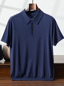 ग्रीष्मकालीन पुरुषों के शहतूत रेशम कश्मीरी लेपल पोलो कस्टम बुना हुआ कश्मीरी टी-शर्ट ढीली व्यापार लघु आस्तीन आकस्मिक कश्मीरी पुलोवर - Product Image 5