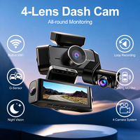 Caméra embarquée WiFi Ultra 4K 2160P 4 canaux, caméra de voiture V36AX avant et 3x1080P latérale arrière, écran IPS 3,39'', enregistrement en flux TS