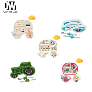 Wholesale Cartoon Decorated Car And Animals Shape Melamine Dinner Kids Food Plates Tableware Set