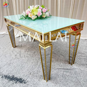 거울 유리 골드 호텔 연회 파티 가구 스테인레스 스틸 직사각형 웨딩 테이블 - Product Image 2