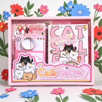 Kit de Scrapbooking con Temática de Gatos, Cuaderno A6 con Cuadrícula, Set de Papelería Kawaii, Suministros para Diario, Manualidades, Regalo para Niñas, Año Nuevo