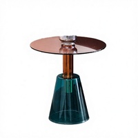 Mesa de Centro Redonda de Vidrio Moderna, Lujosa, Roja y Verde, para Gimnasio, Bar, Sofá, Decoración, Mueble Auxiliar, Personalizada, de Diseño