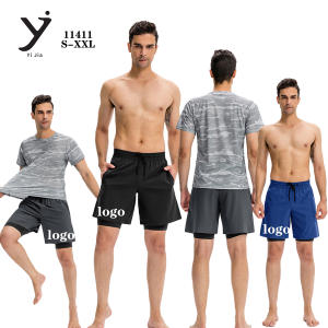 Pantalones cortos de gimnasio 2 en 1 para hombre, pantalones cortos de entrenamiento de baloncesto con forro de compresión, pantalones cortos de entrenamiento elásticos de secado rápido - Product Image 1