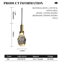 Lustre suspendu élégant et moderne en fer et cristal avec LED pour chambre à coucher, salon, café