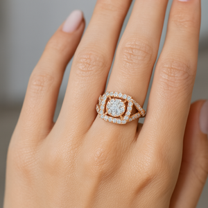 Anillo de Diamantes en Oro Rosa, Joyería Elegante y Brillante para Mujer, Ideal para Regalo de Boda, Compromiso, Aniversario y Uso Diario - Product Image 5