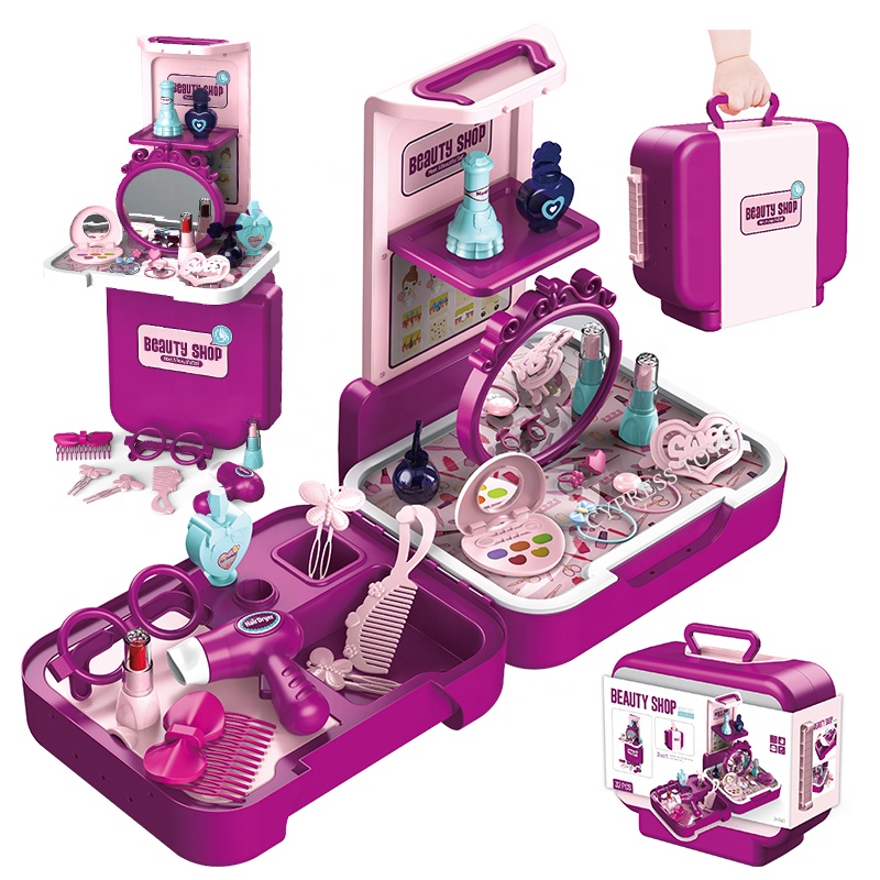 Комплект для макияжа для девочек 3 в 1, игрушка, коробка для макияжа, игровой домик для детей