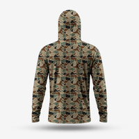 Vêtements de pêche vintage camouflage de performance supérieure avec logo personnalisé, vêtements de chasse anti-UV pour hommes, manches longues avec capuche