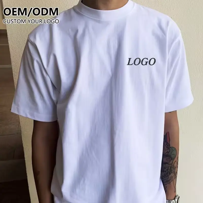 Camiseta masculina pesada de algodão penteado pesado 280G/M 500 G/M 100% algodão branco personalizada 400 G/M
