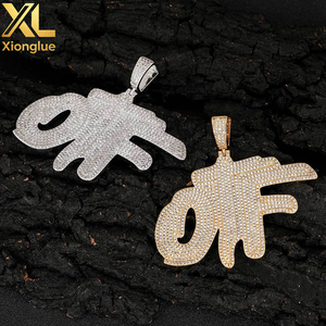 Pendentif OTF en Or 18 carats Plaqué Or avec Diamants et Pierres CZ Scintillantes, Double Couche, Lettre, Bijoux de Mode - Product Image 6