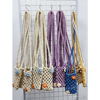 Tas Selempang Anyaman Motif Bunga 2026, Tas Ponsel Rajut Tangan, Tas Pantai Liburan, Kantong Ponsel Anyaman