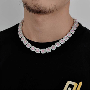 Collier chaîne tennis multicolore en strass pour hommes et femmes, bijoux de déclaration hip-hop style Iced Out - Product Image 5