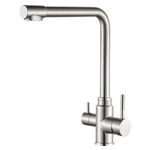 Robinet mélangeur d'eau froide et chaude HONGDEC en acier inoxydable, robinet de lavabo à <span class=keywords><strong>double</strong></span> <span class=keywords><strong>sortie</strong></span>, robinet d'évier de cuisine - Product Image 4