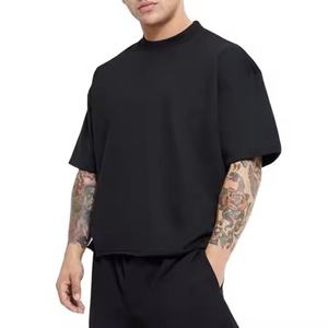 <b>Box</b> Fit Cropped Oversized T-shirt Street Wear Plain t Shirt for Men Boxy Tee 100% Cotton <b>Drop</b> Shoulder T Shirt for Men - Product Image 4