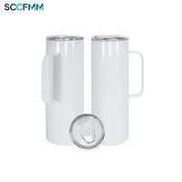 Gobelets à sublimation en acier inoxydable, isolés sous vide, 20 oz, avec poignée, thermos, pour garder les boissons chaudes/froides, bouteille d'eau pour impression DIY