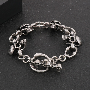 KALEN 200/210mm Bracelet à maillons tête de mort/aileron de poisson en acier inoxydable pour hommes - Product Image 5