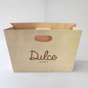 Sac en carton de haute qualité KM Wholesale, boutique de vêtements, marque de luxe, sac cadeau en papier beige avec logo personnalisé - Product Image 3