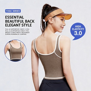 Soutien-gorge de sport pour femme en nylon et élasthanne, à séchage rapide, col en U, color block, antichoc, push-<span class=keywords><strong>up</strong></span>, avec coussinets fixes, pour la gym, le yoga et la course à pied - Product Image 2