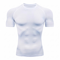 T-shirt de compression athlétique blanc pour homme, manches longues, haut de sport, vêtement de fitness pour la course à pied, le cyclisme et les activités de plein air