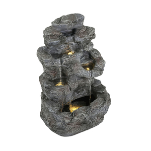 Fontaine en béton à 5 niveaux, 23,85 H, colonne éclairée par LED, accent de jardin extérieur, résistante aux intempéries - Product Image 6