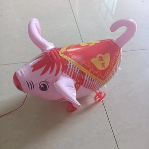 Cute Wheeled Pig <b>Toy</b> PVC Animal Pull Along <b>Toy</b> For Kids 4-6 Years Old - Product Image 1
