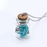 Pendentif bouteille en verre, lumineux dans la nuit, fleur, pendentif, breloque