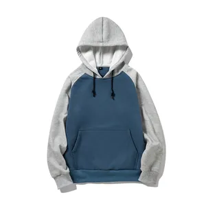 Wholesale Custom Logo Polyester 2 Tone Raglan Sleeve Blank Hoodie Men