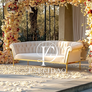 Event Loveseat Velvet Tufted Arm Sofa for Wedding Apartment Hotel Use-Bride and Groom Sofa - Product Image 3