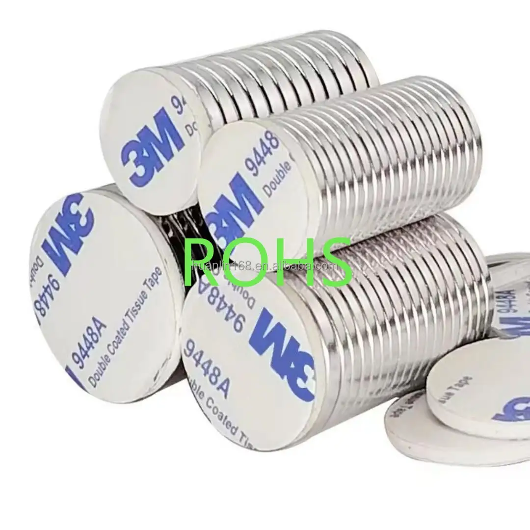China made round  square adhesive Ndfeb magnet strong magnet 3M foam adhesive high magnetic force