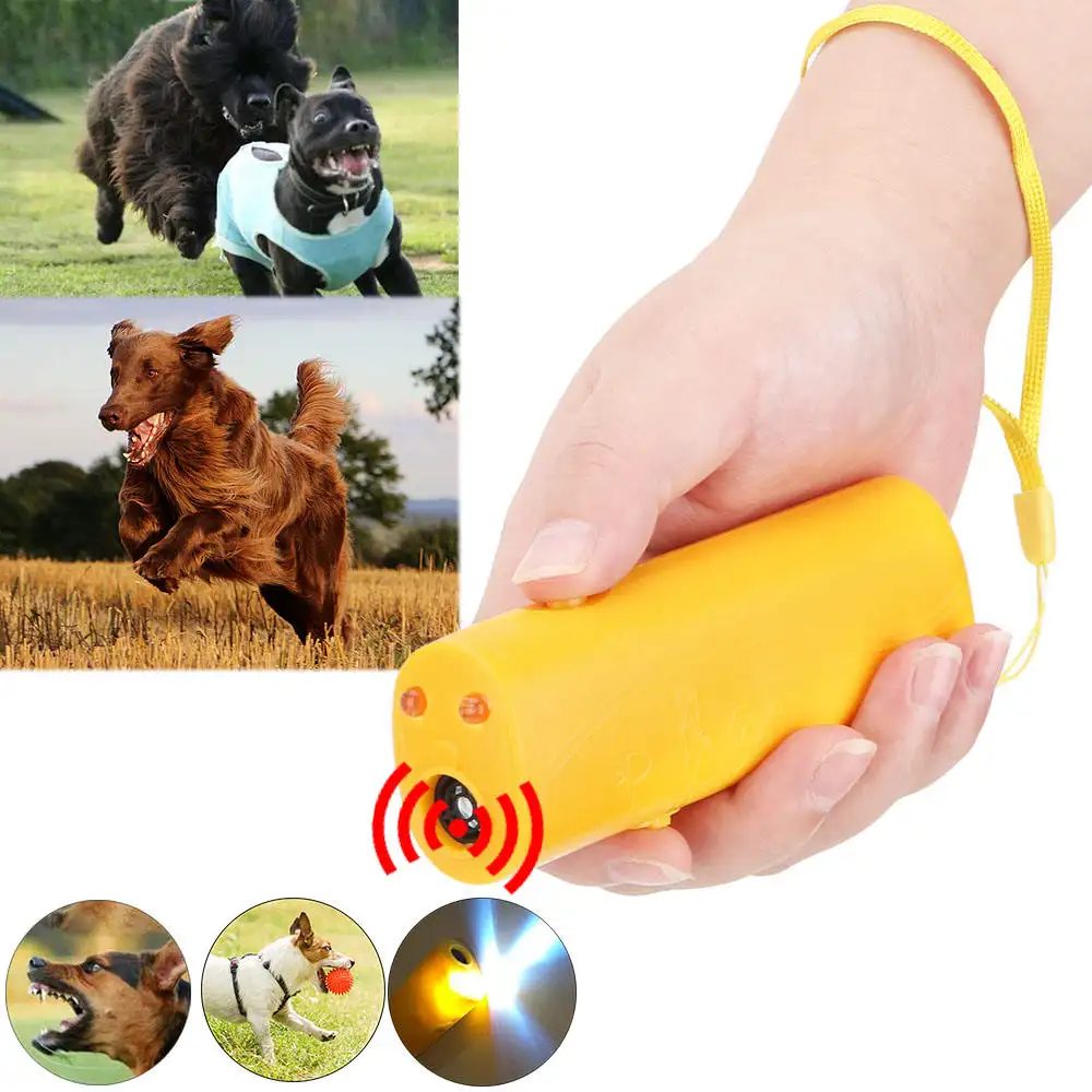 HUZAI, Высококачественная Новинка, товары для домашних животных, Многофункциональная Защита от лая, ультразвуковой дрессировщик для собак со светодиодным фонариком