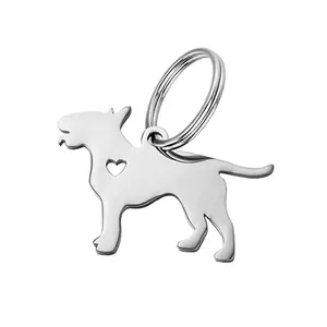 Stainless Steel Bull Terrier Key chain 3x2.1cm