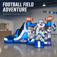 Château gonflable avec toboggan latéral sur le thème du football américain, location pour fêtes d'enfants, château gonflable commercial pour événements en plein air, respectueux de l'environnement