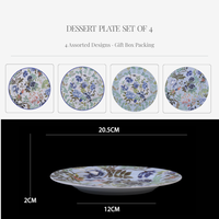 Assiettes à dessert en porcelaine dure émaillée Céramique Elysian Grace, 20 cm, lot de 4, avec décor sous l'émail, compatibles micro-ondes et lave-vaisselle