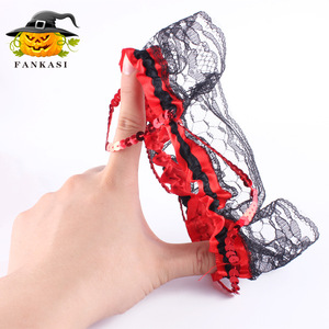 Wilbers Halloween Leg <b>Cuffs</b> Black Lace <b>Thigh</b> High Sequin Trim Women Party Costume Accessory - Product Image 2