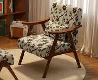 Ensemble de fauteuils de loisirs rétro en bois massif, fauteuils rembourrés pour hôtels, cafés, salons