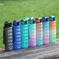 Bouteille d'eau Kecolove 1000 ml avec logo personnalisé, qualité alimentaire, sport, 32 oz, motivationnelle, graduée, en vrac, 1 L, avec marquage horaire, pour la salle de sport, les activités de plein air et les voyages