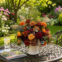 Boule de fleurs artificielles en soie pour centre de table, arrangement floral de pampas orange brûlé, décoration de table de mariage