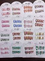 JIAZHIMU Vente en gros 10 PIÈCES Ongles à presser 3D en acrylique de haute qualité, durables, peints à la main, scintillants, faux ongles
