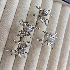 10603 Accessoires de perles DIY, support vide pour bague en argent S925 avec perles rondes de 11-13 mm, perles en vrac, support en argent - Product Image 2