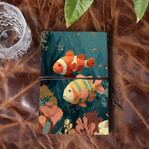 Cuaderno A6 de estilo vintage con colgante de corbata Hecho a mano 160 páginas Regalo ideal <span class=keywords><strong>para</strong></span> clientes corporativos con <span class=keywords><strong>peces</strong></span> Corales Plantas marinas - Product Image 3